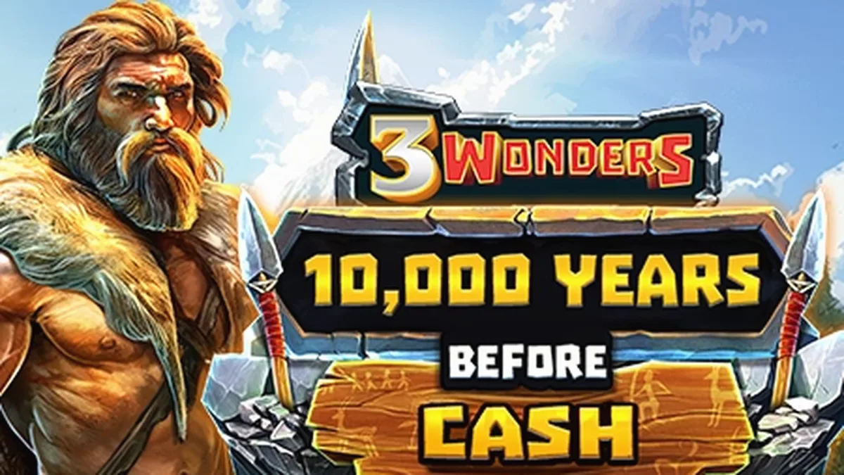Cenário visual do jogo 10,000 Years Before Cash com elementos ancestrais